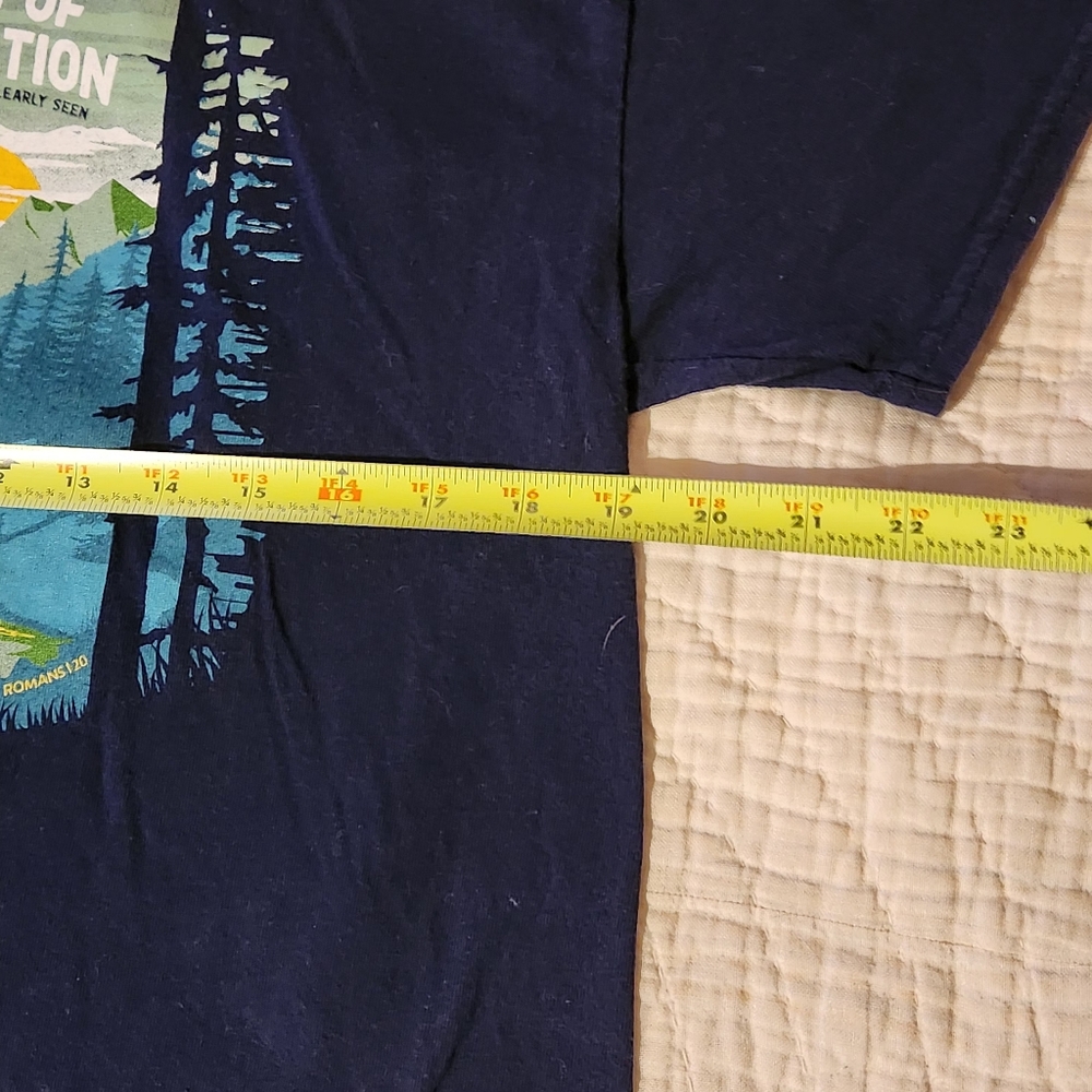 Lightsource Adult Sz M Navy Blue Graphic T Shirt Gods Creation Christian Nature - Picture 6 of 6